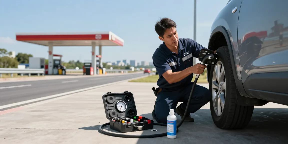 Fuel drain technician addressing contamination in fuel tank with specialized equipment, ensuring safe and efficient recovery.