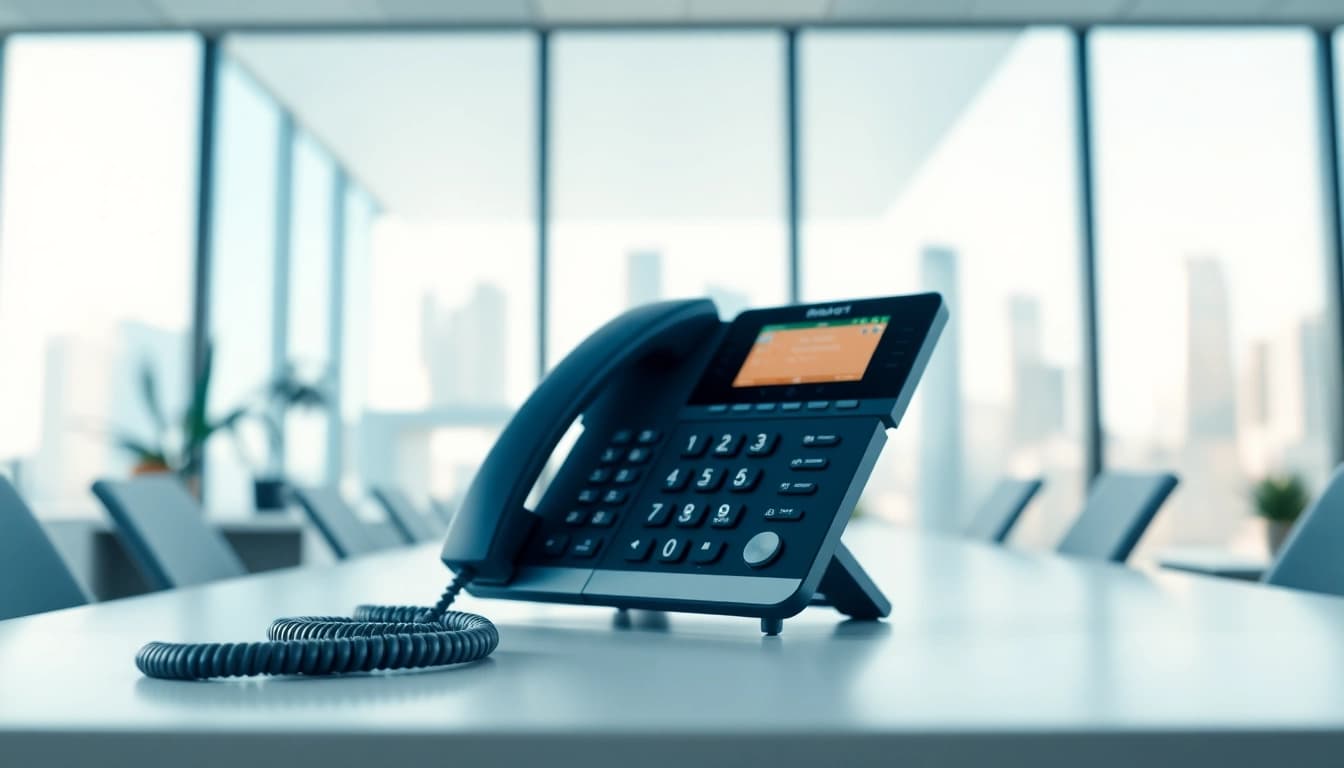 Explore advanced phone systems for small business in a modern office setting with VoIP technology.