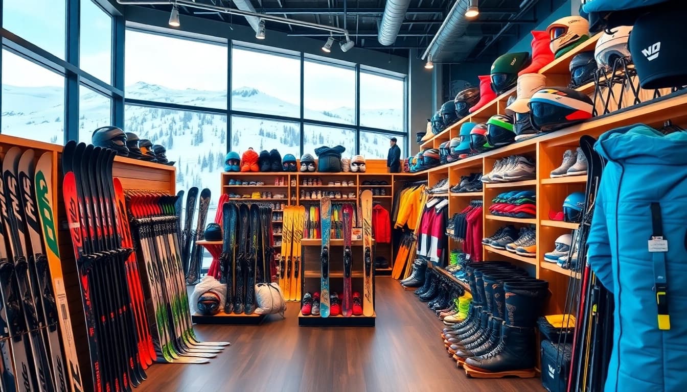 Ski shop Cannon Mt, NH showcasing quality gear and winter accessories in a welcoming atmosphere.