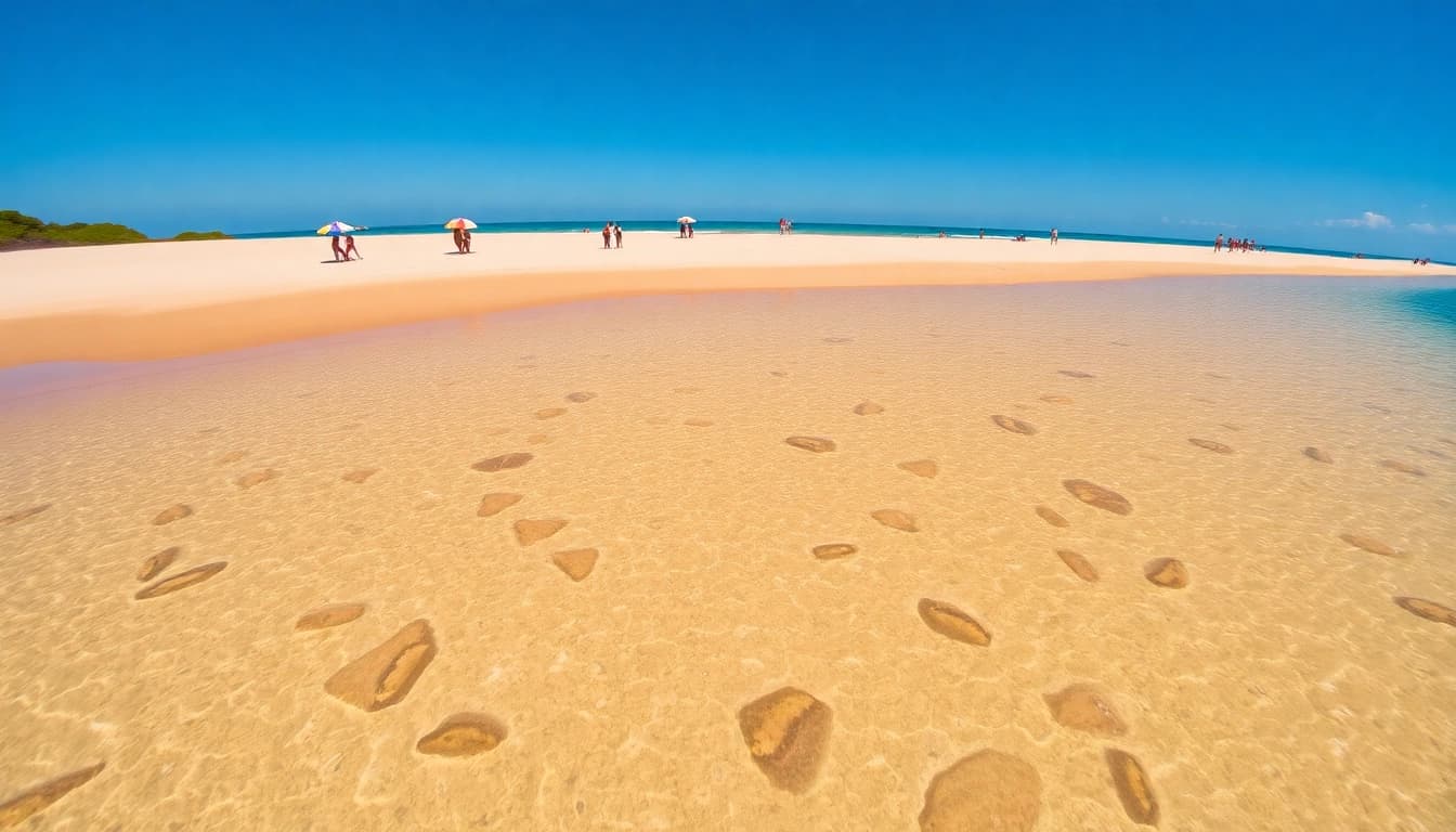 Linda vista da praia de Paripueira AL, com águas claras e areias douradas.