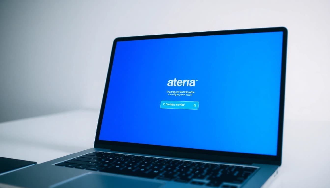 Atera login screen displayed on a laptop, emphasizing secure access and professional workspace.