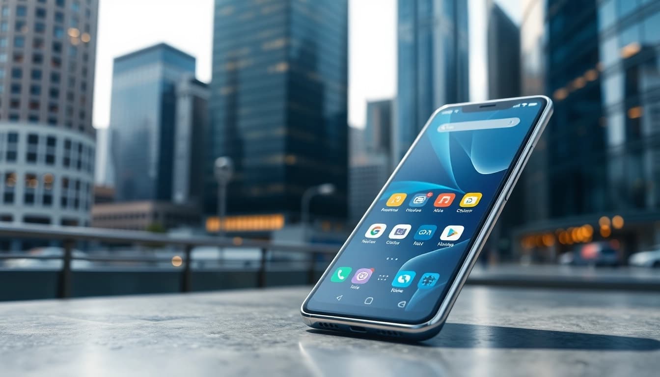 Smartphone drożeją smartfony w nowoczesnym mieście, podsuwając technologiczne innowacje.