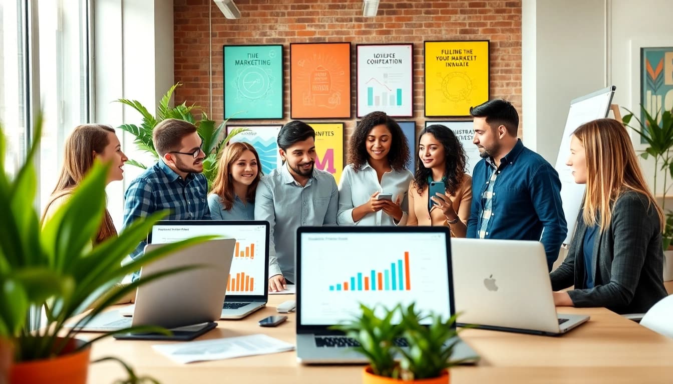Craft a compelling HubSpot marketing email with a professional team in action