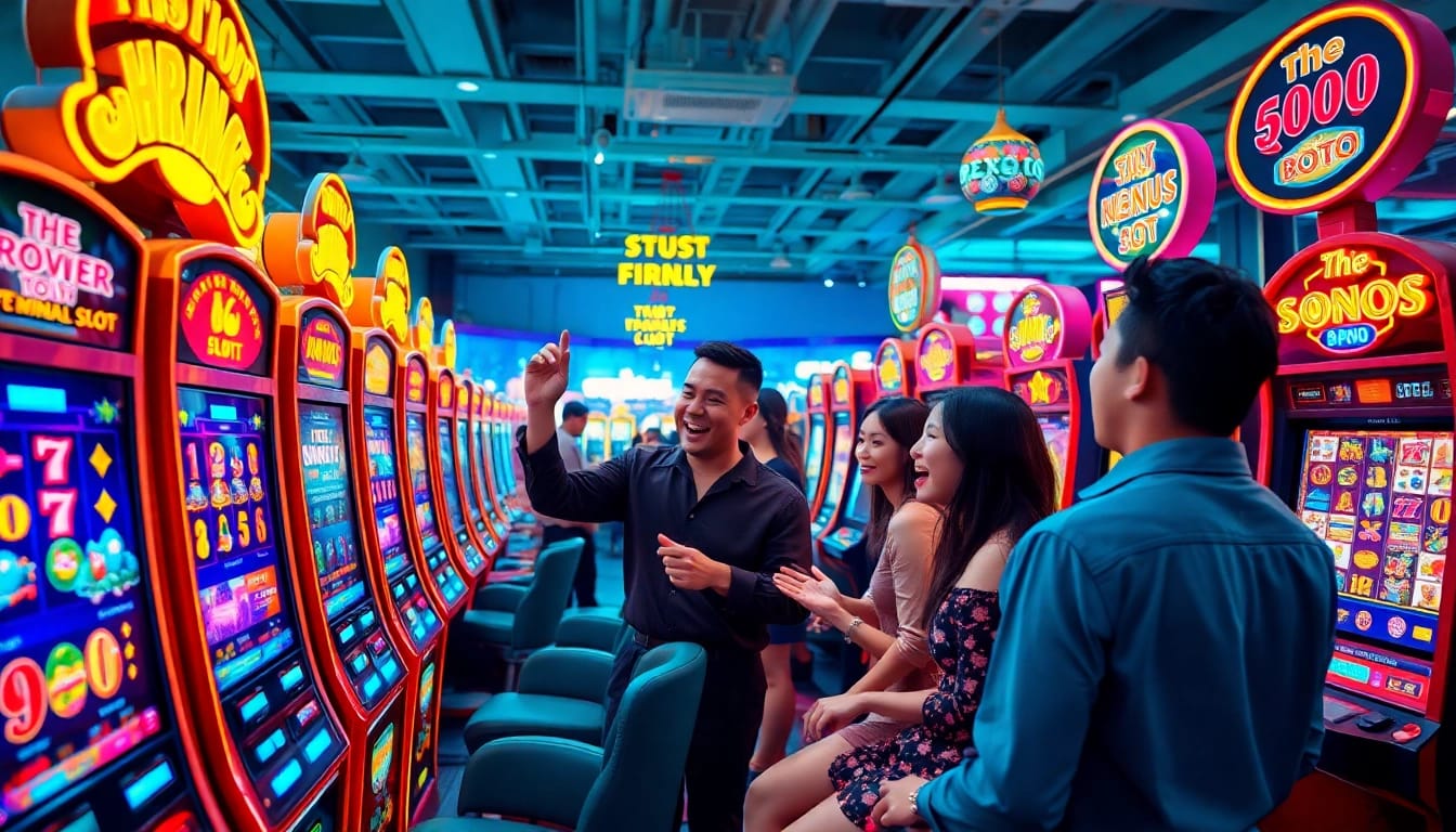 Menampilkan petani toto dalam suasana permainan slot online yang bersemangat dan penuh warna.