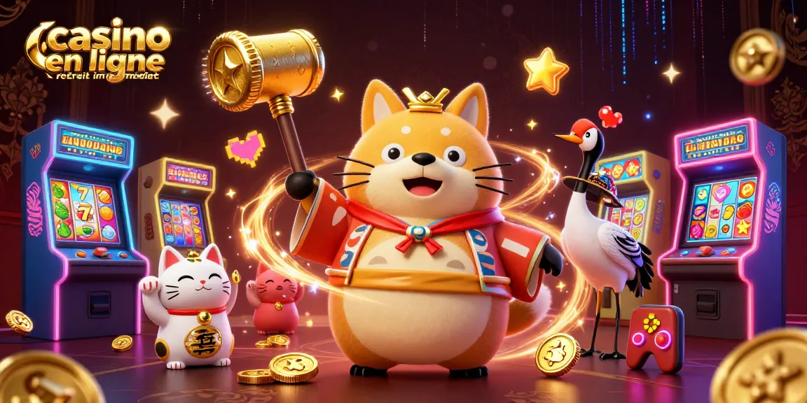 Explorer les gains avec casino en ligne retrait immédiat devant des machines à sous animées et des personnages chanceux.