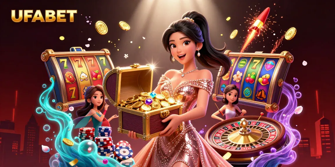 Play thrilling games at UFABET featuring stunning visuals with coins and poker chips.