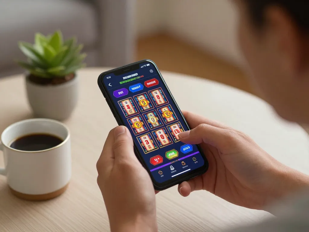 Engaging with casino gratis senza registrazione on a smartphone in a cozy home setup, capturing the thrill of instant gaming.