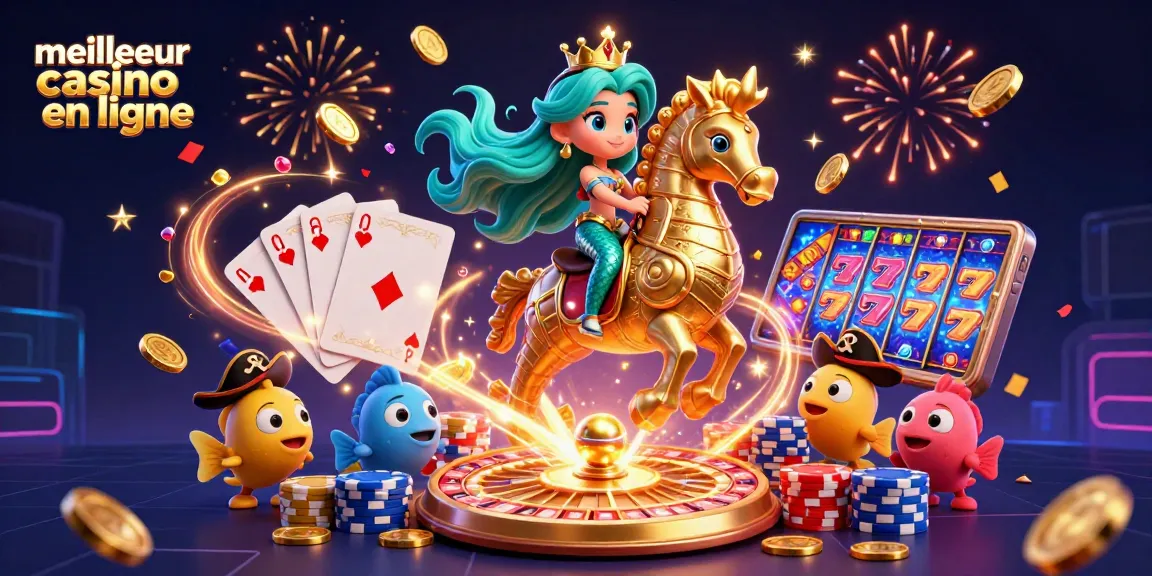 Jouer au meilleur casino en ligne et découvrir les jeux captivants dans une illustration colorée.