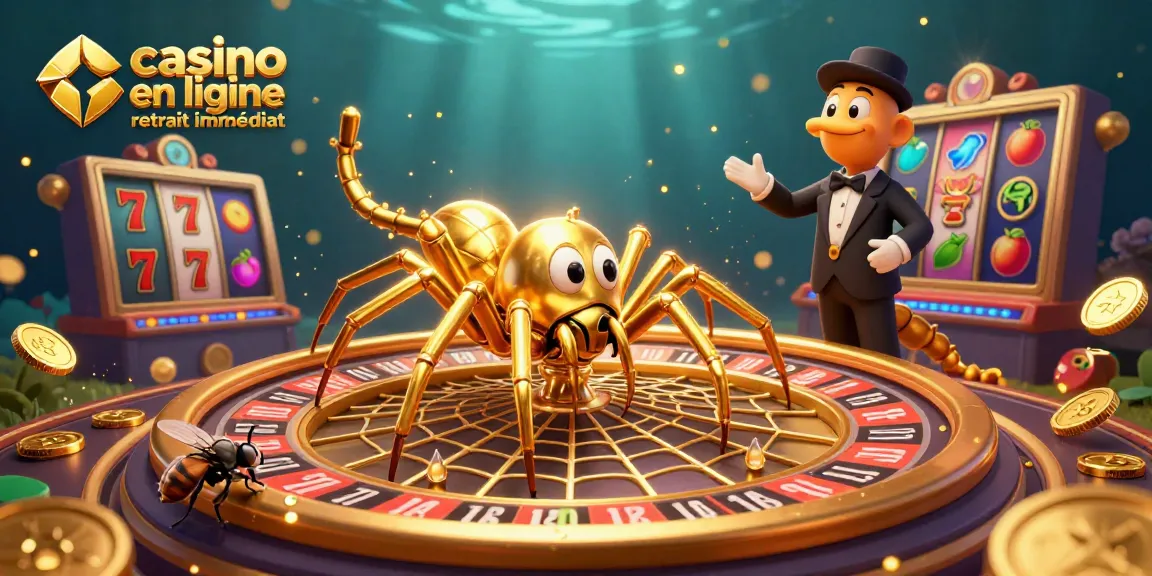 Jouez sur casino en ligne retrait immédiat avec une araignée dorée et une ambiance de jackpot captivante.