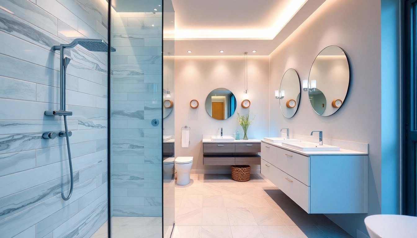 Bathroom fitters Manchester creating a modern, stylish remodel in a vibrant home setting.