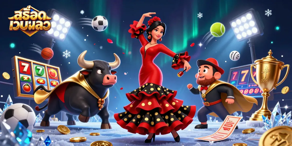 Experience thrilling สล็อตเว็บตรง fun with vibrant slot reels and exciting casino elements in a lively scene