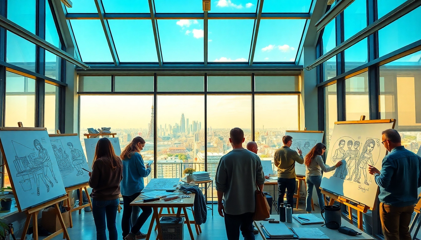 Animation Studio Berlin team collaborating on creative projects in a bright workspace.