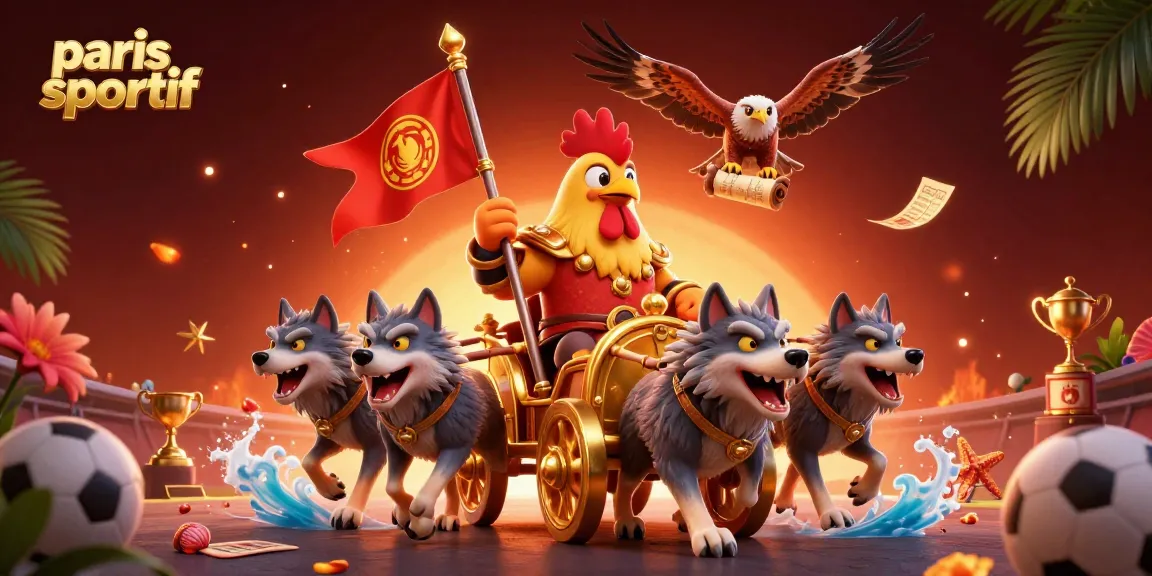 paris sportif : mise en avant d'un roi guerrier et ses compagnons dans un univers de paris sportifs coloré.