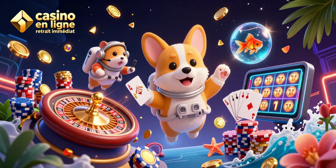 Les jeux de casino en ligne retrait immédiat vous attendent avec des personnages amusants dans une scène animée.