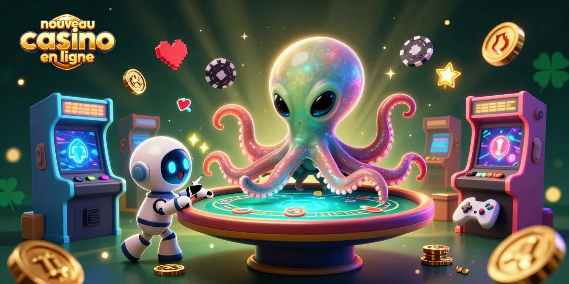 Les joueurs explorent le nouveau casino en ligne avec l'aliène octopus et des jetons de poker orbitants.