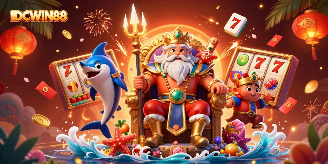 Experience thrilling slots with IDCWIN88, featuring royal characters and vibrant casino elements.