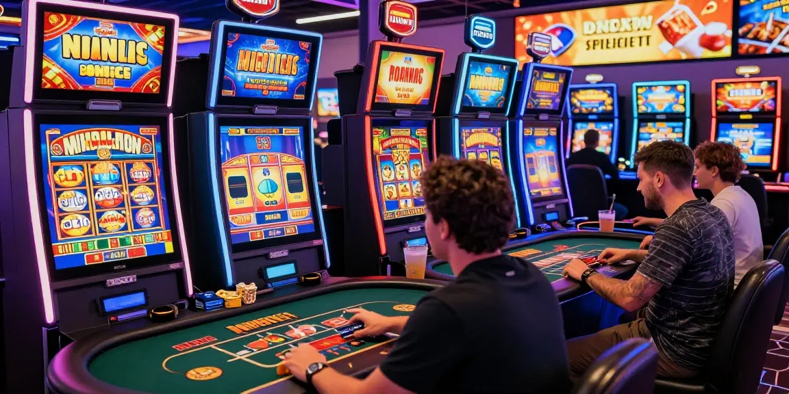 Exciting scene at credit card casinos UK featuring players engaging in games at https://maic.org.uk, showcasing vibrant gaming atmosphere and promotions.