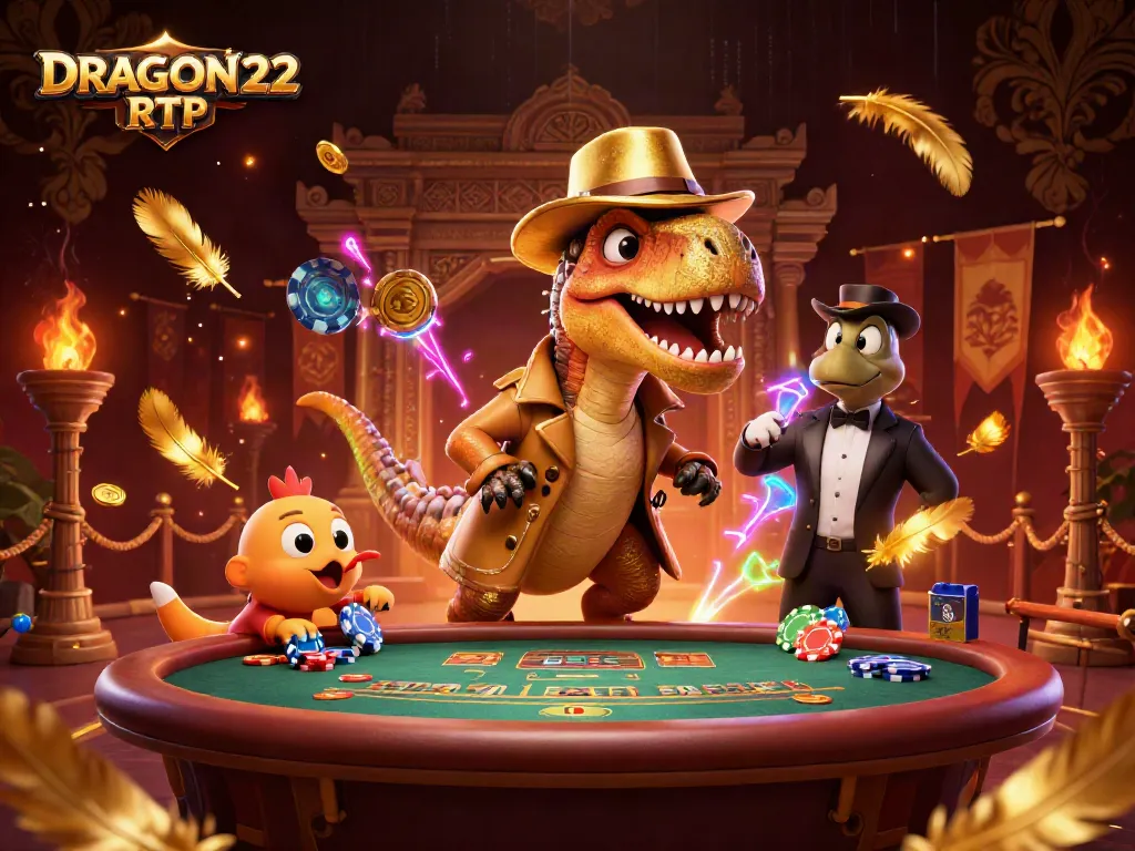 Experience the thrilling action of DRAGON222 RTP with a clever velociraptor at a blackjack table.