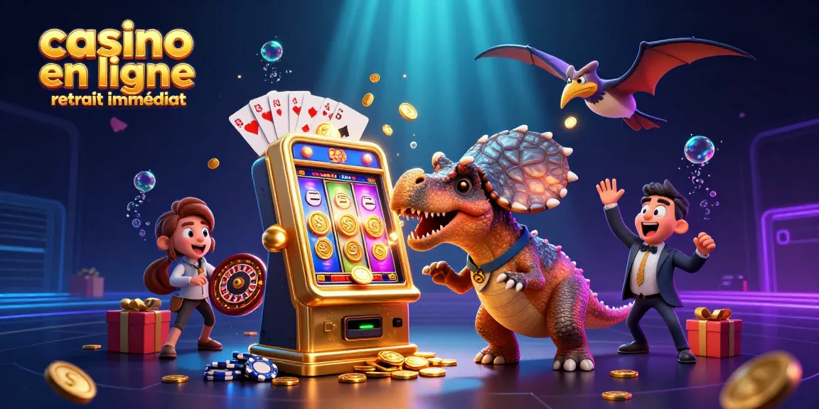 Casino en ligne retrait immédiat : un pachycephalosaurus frappant une machine à sous en or et des pièces volantes.
