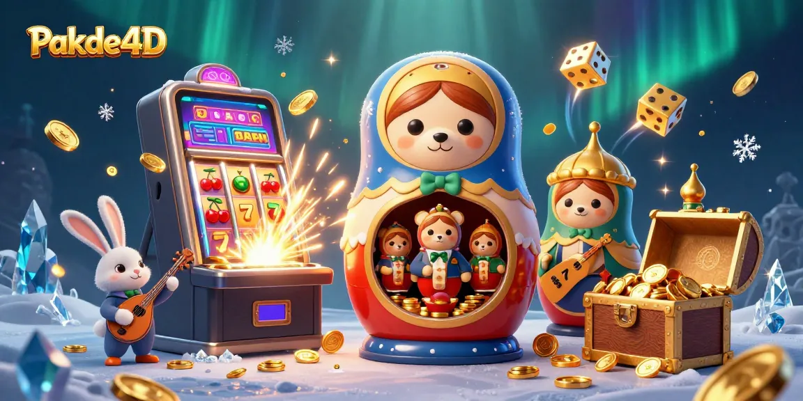 Enjoy vibrant casino action with Pakde4D in a festive, highly detailed 3D illustration of characters and game elements.