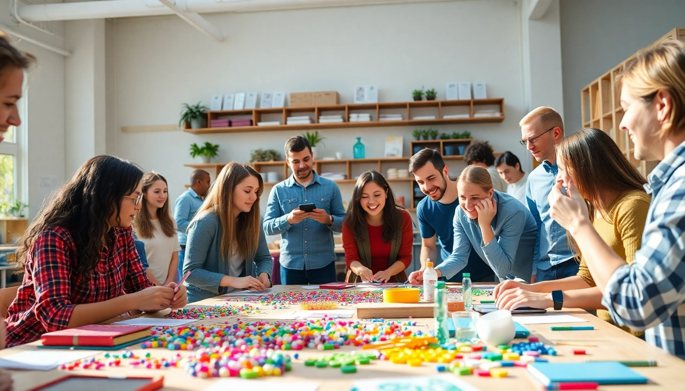 Engage in seedance activities surrounded by creativity and collaboration in a vibrant workshop.