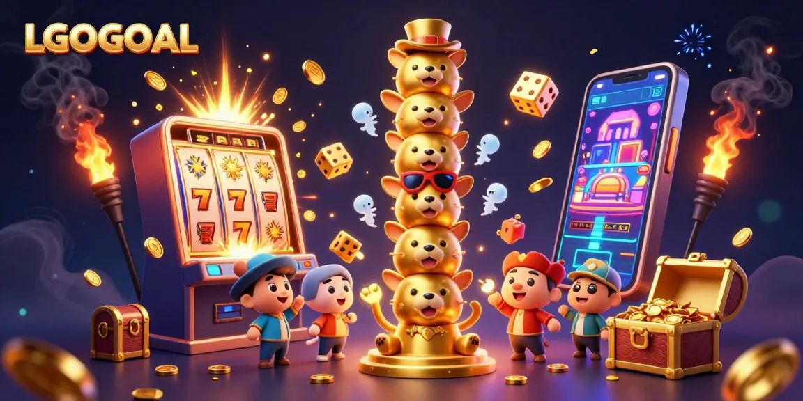 Spin the reels with LGOGOAL's vibrant 3D casino illustration showcasing electrifying slot elements.