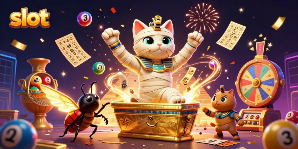 Mengguncang mesin slot di VIUTOTO dengan kucing mummy 3D dan tiket emas berkibar, RTP terbaik!