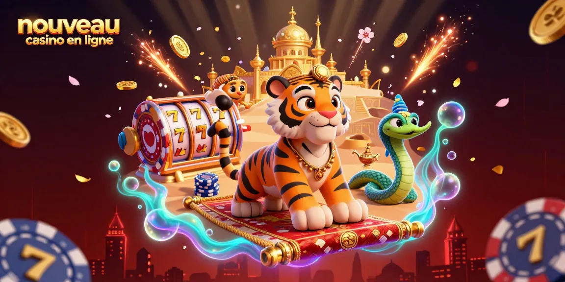 Nouveau casino en ligne avec un sultan tigre, tapis volant et éléments de jeu captivants.