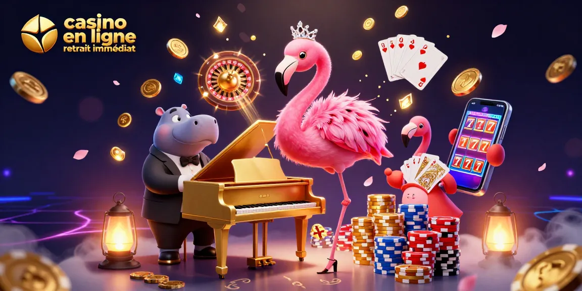 Jouez dans un casino en ligne retrait immédiat avec des machines à sous éclatantes et des personnages animés dans une scène d’animation vibrante.