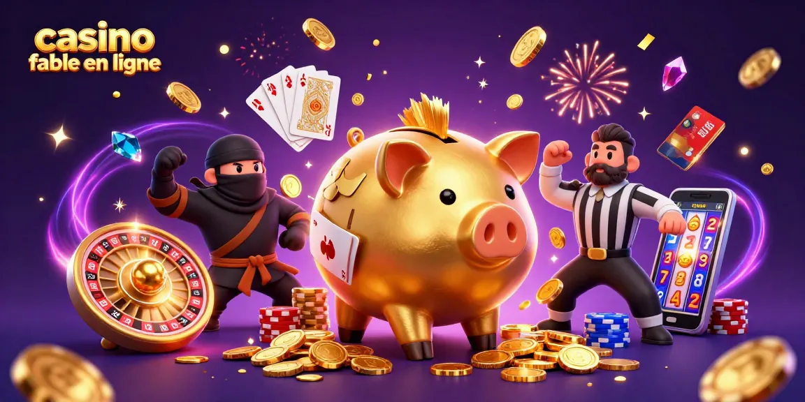 Explorez l'énergie d'un casino fiable en ligne avec un sumo dans une tirelire et des pièces d'or flottantes.