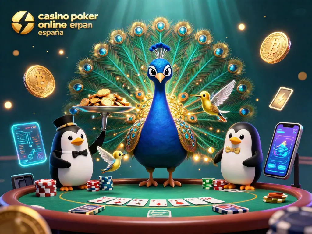 Juega en el casino poker online España con una escena vibrante de personajes únicos y elementos de póker.