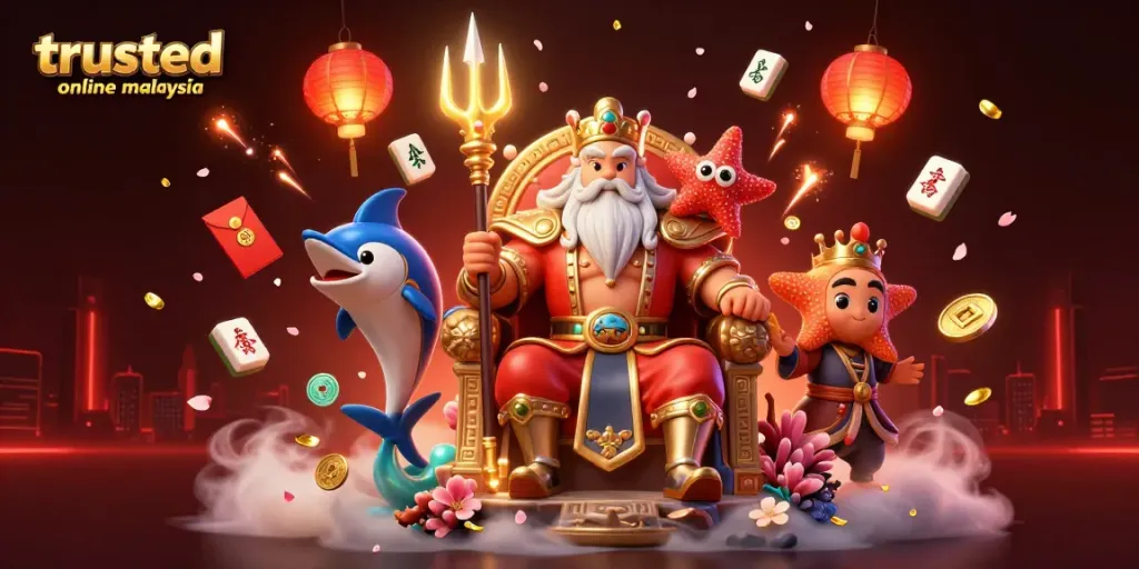 Engage with trusted online casino malaysia in this vibrant 3D digital illustration of Neptune's underwater throne.