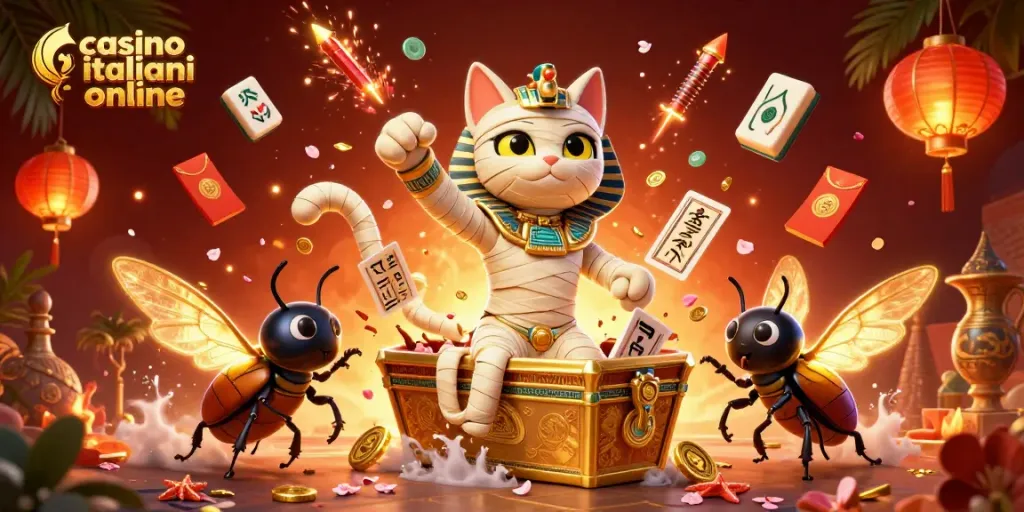Incontra i migliori casino italiani online con un gatto mummia egiziano e azioni di gioco affascinanti.
