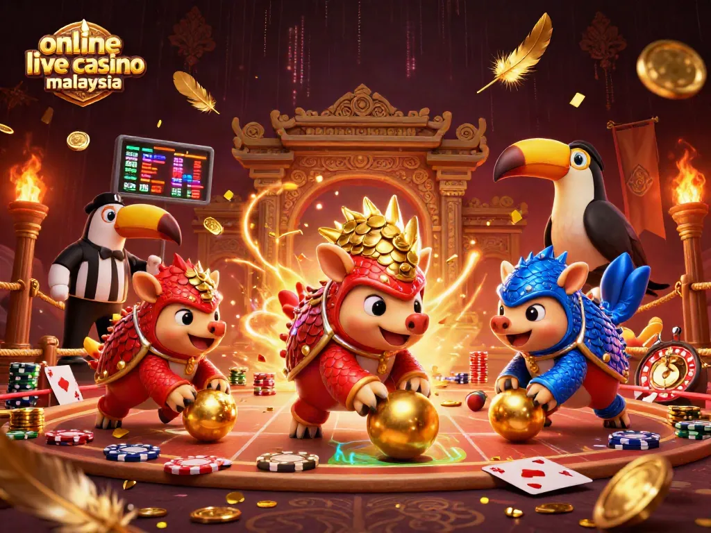 Enjoy immersive action at online live casino malaysia with dynamic pangolins, chips, and festive elements.