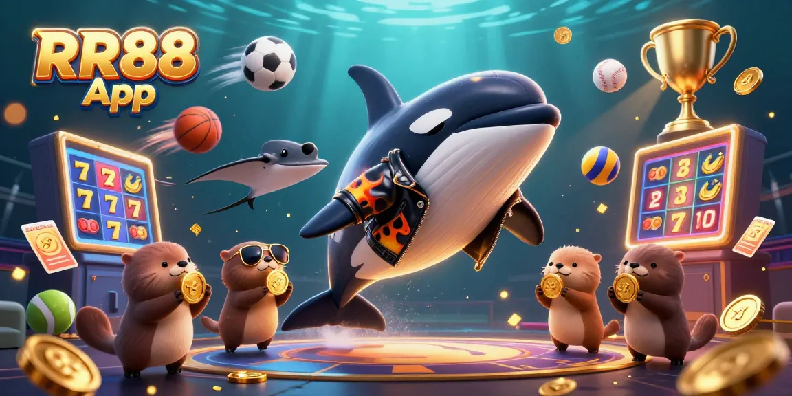 Experience exciting gaming adventures with the RR88 App featuring 3D characters amidst dynamic gaming elements.