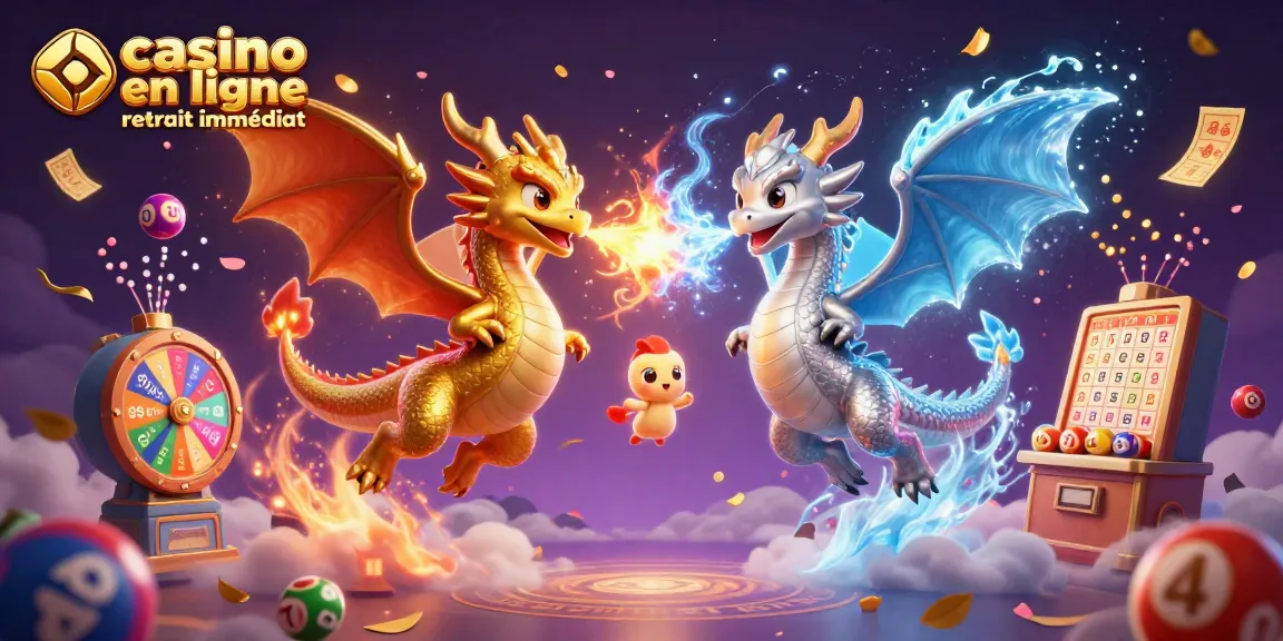 Casino en ligne retrait immédiat : dragons 3D entrelacés avec des balles de lotto colorées.