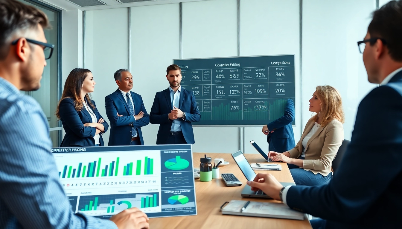 Analyzing competitor pricing strategies in a professional meeting setting.