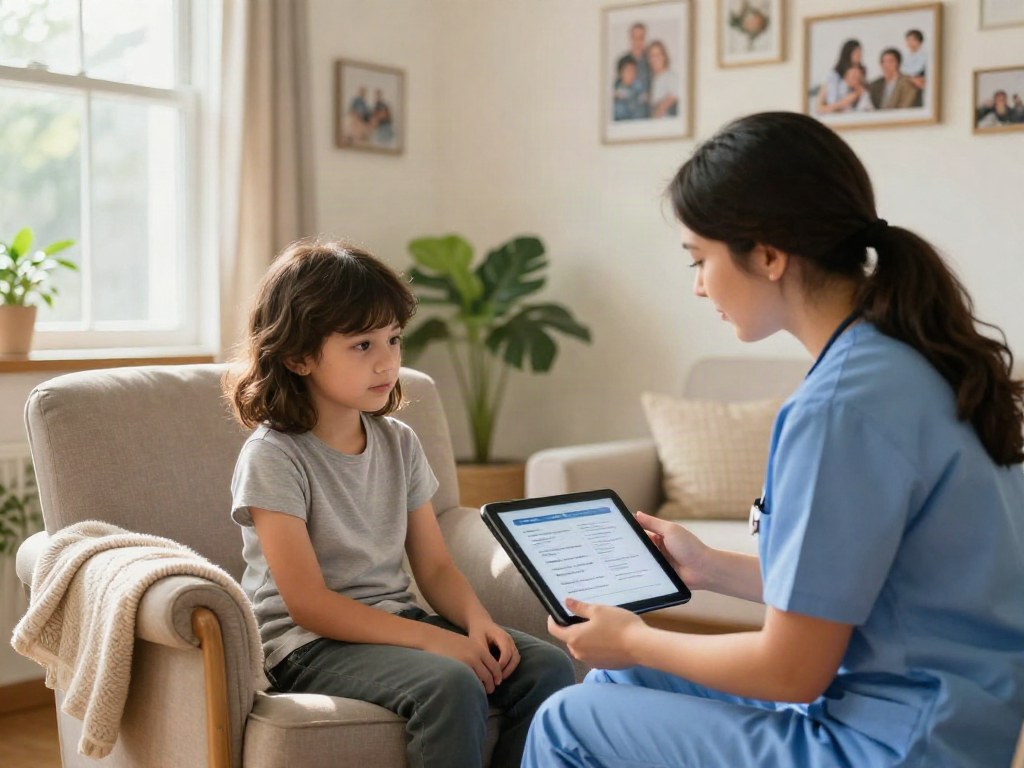 Caregiver assisting a new member at home, showcasing bonus new member support in a warm environment.