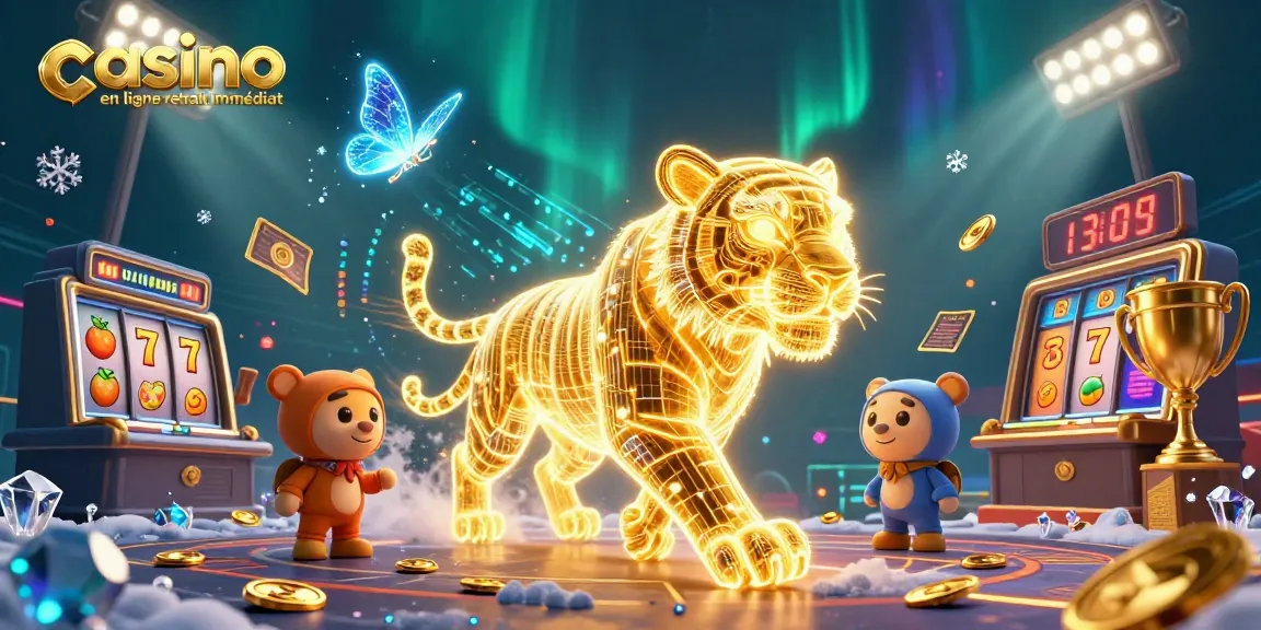 Expérimentez des gains rapides sur casino en ligne retrait immédiat avec un tigre doré et des symboles de jackpot.