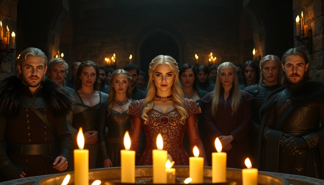 View the iconic Game of Thrones cast showcasing main characters like Jon Snow and Daenerys Targaryen.