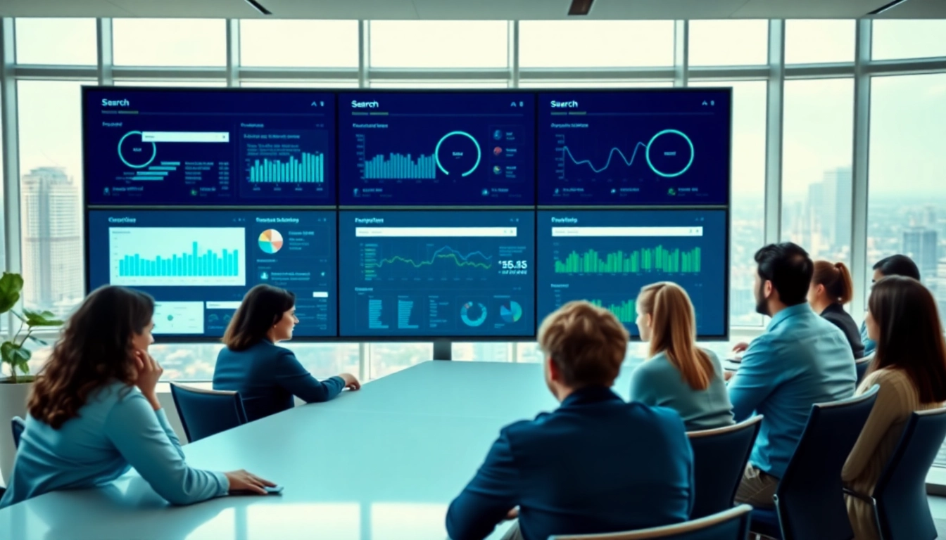 Enhance enterprise search ai efficiency with a collaborative team strategy session in a modern office.