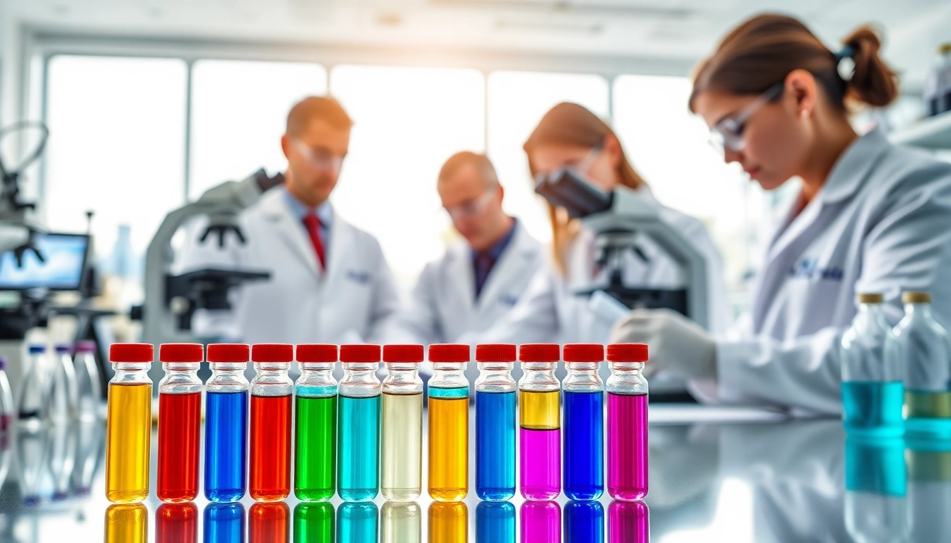 Scientist examining Peptides UK research materials in a modern lab.