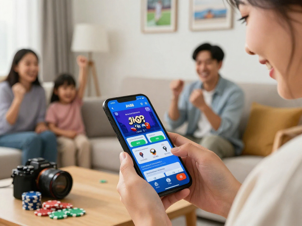 Tải xuống ứng dụng Jin88 trên điện thoại với không gian vui vẻ và sôi động.