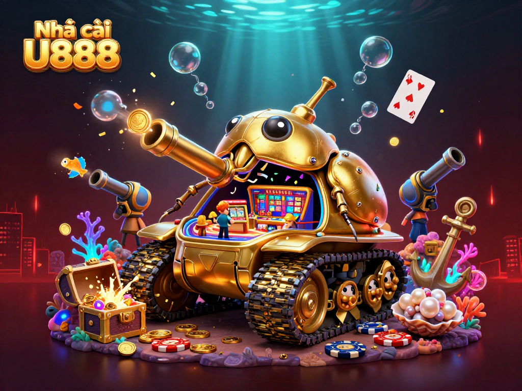 Experience thrilling gambling at Nhà cái U888 with a vibrant 3D casino scene featuring dynamic gameplay and prizes.
