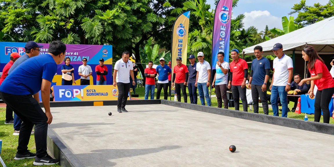 FOPI Kota Gorontalo memperlihatkan pemain petanque yang bersemangat dalam kompetisi, mendorong minat olahraga di fopikotagorontal.org.