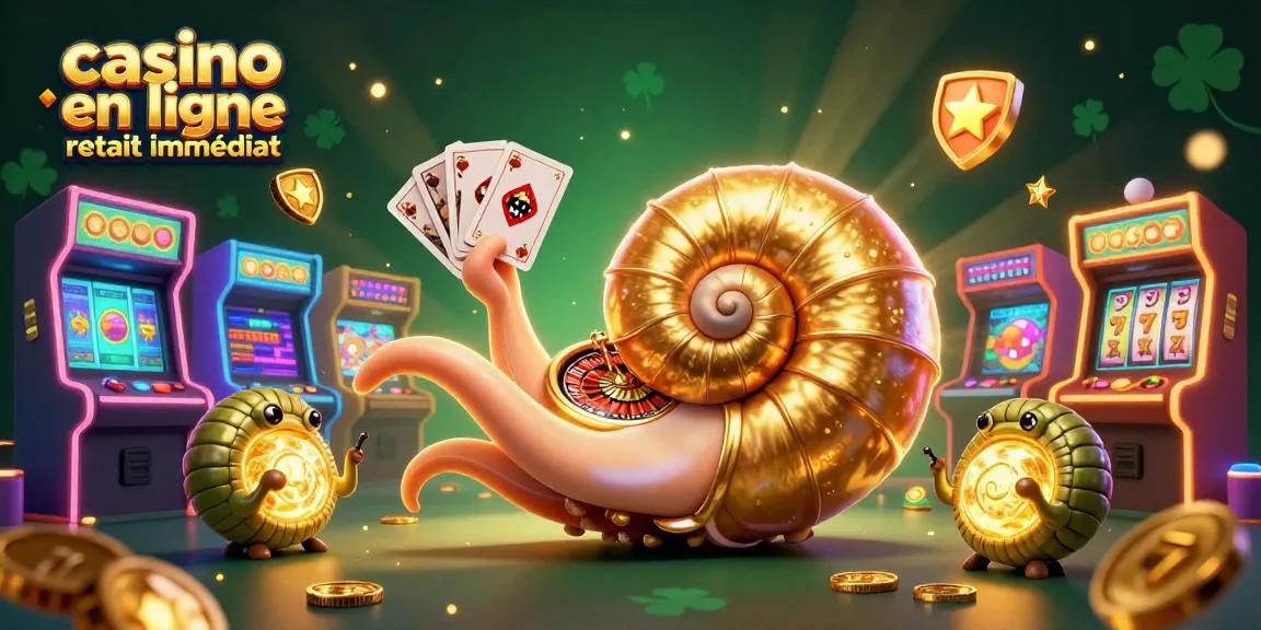 Profitez des gains instantanés avec le casino en ligne retrait immédiat, illustré par une scène dynamique de jeux et de cartes.