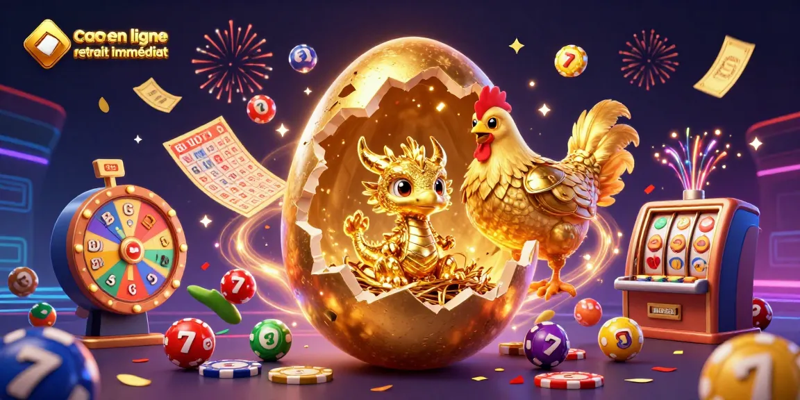 Participer au casino en ligne retrait immédiat avec des éléments de jeu dynamiques comme un dragon d'or, des boules de loterie colorées et des jetons de poker.