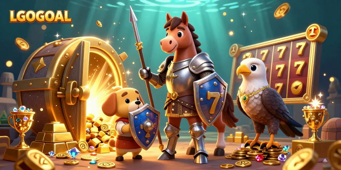 Experience winning moments with LGOGOAL at a vibrant casino adventure amidst treasures.