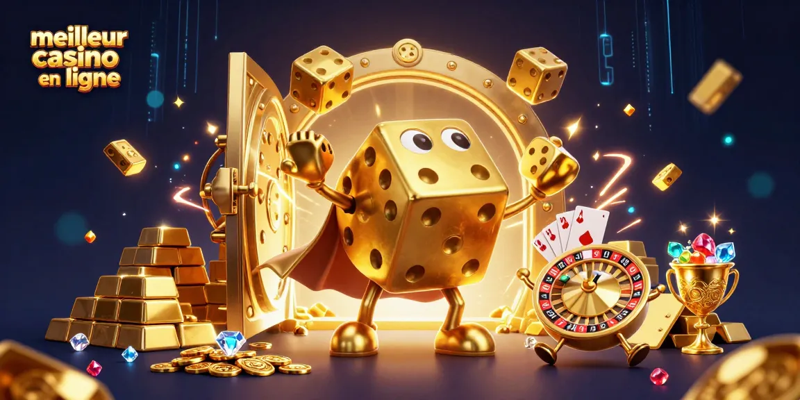 Jouer au meilleur casino en ligne avec des dés dorés et des trésors scintillants.