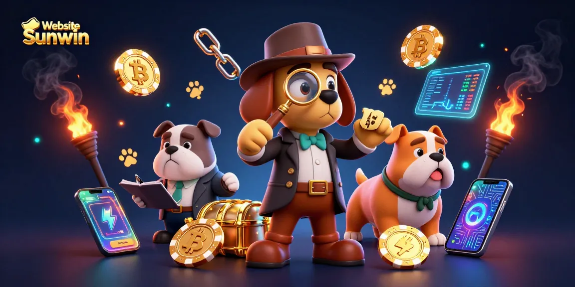 Win big with Website Sunwin's engaging gambling scene featuring detective elements and vibrant casino motifs.